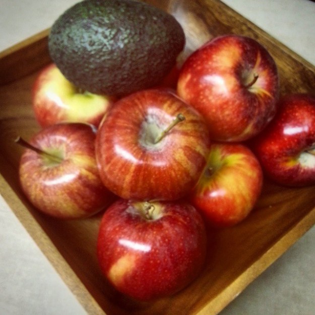 April Love prompt: "something beginning with a": apples and an avocado