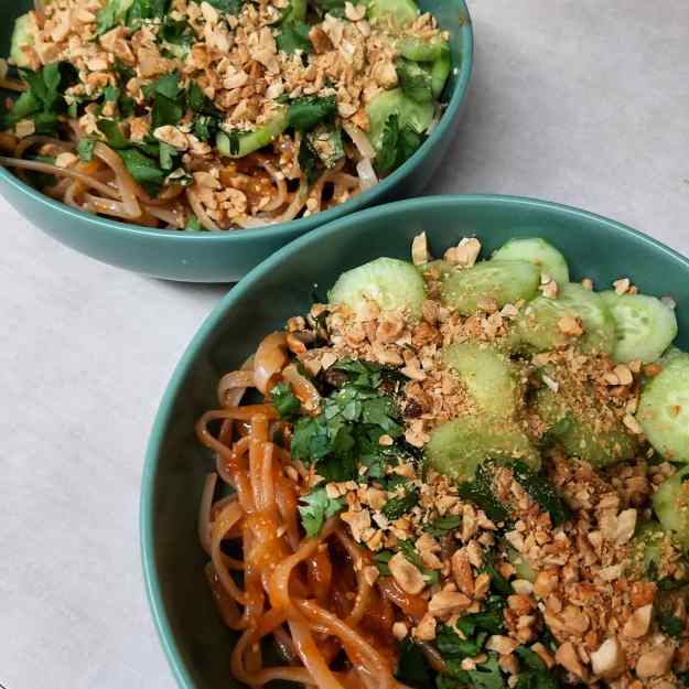 Sesame cucumber noodles